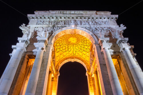 Victory Arch at night. Close-up view. Genoa, Italy - Starpik