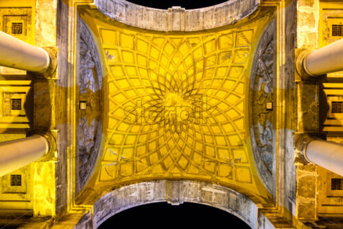 Victory Arch at night. Close-up view. Genoa, Italy - Starpik