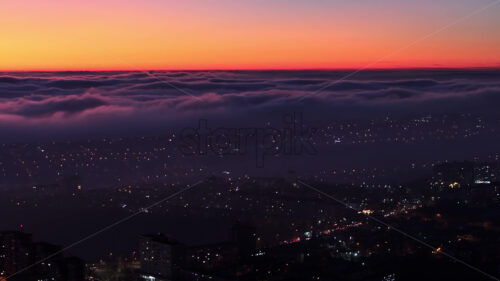 Video Aerial drone view of Chisinau, Moldova at sunset - Starpik