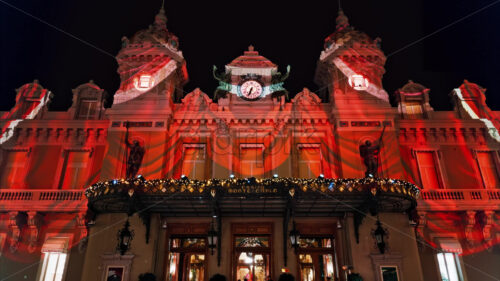 Video Front view of the Monte Carlo Casino decorated for Christmas in the evening - Starpik