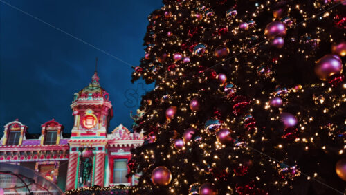 Video Monte Carlo , Monaco -December 23, 2024: Lighted Christmas tree in front of the Monte Carlo Casino in the evening - Starpik Stock