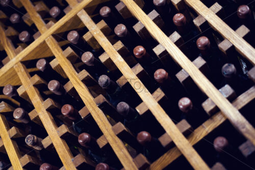 Wine bottles on wooden logs - Starpik