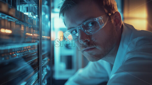 man analyzing quantum computer system - Starpik