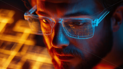 man working on a quantum computer digital screen futuristic - Starpik