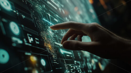 man working on a quantum computer digital screen futuristic - Starpik