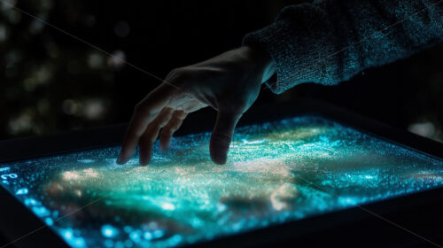 man working on a quantum computer digital screen futuristic - Starpik