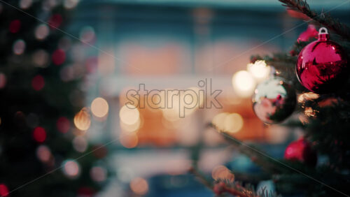 video Close up of decorations on a Christmas tree in front of the Monte Carlo Casino in Monaco - Starpik Stock