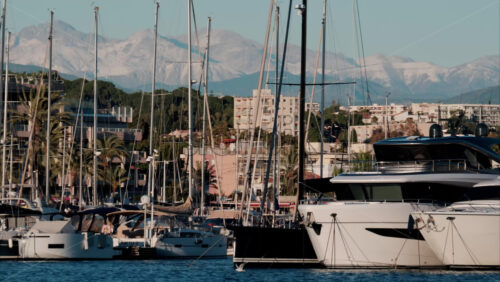 video Multiple boats docked in the Port Camille Rayon in Antibes, France - Starpik Stock