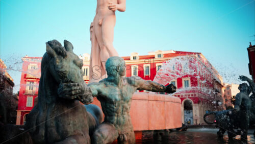 video Nice, France – October 8, 2024: View of the Fontaine du Soleil at Place Massena in daylight - Starpik Stock