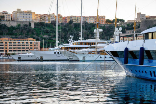 Boats at the Hercule port in Monaco, Prince’s Palace of Monaco - Starpik Stock