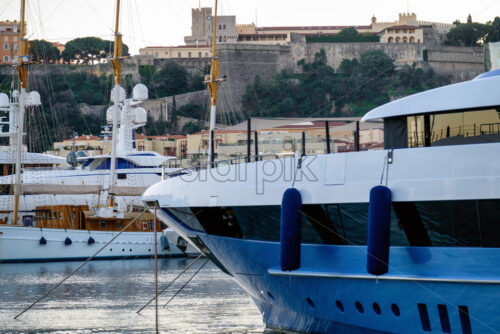 Boats at the Hercule port in Monaco, Prince’s Palace of Monaco - Starpik Stock