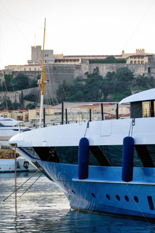 Boats at the Hercule port in Monaco, Prince’s Palace of Monaco - Starpik Stock